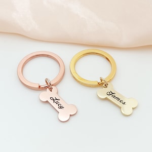 Personalized Dog Keychain,Custom Pet Keychain,Bone Keychain,Custom Name Keychain,Pet Lovers Gift,Dog Pet Gifts,Personalized Key Rings