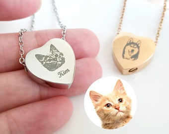 Personalized Heart Urn Pet Necklace,Pet Portrait Memorial Jewelry,Heart Urn,Ashes Jewellery,Ashes Necklace,Pet Ash Holder
