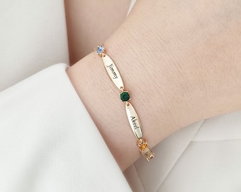 Personalized Birthstone Bracelet, Custom Name Bracelet with Birthstone, Family Birthstone Bracelet, Birthday Gift, Gift For Her