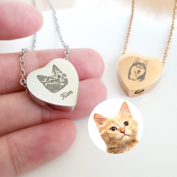 Personalized Heart Urn Pet Necklace,Pet Portrait Memorial Jewelry,Heart Urn,Ashes Jewellery,Ashes Necklace,Pet Ash Holder