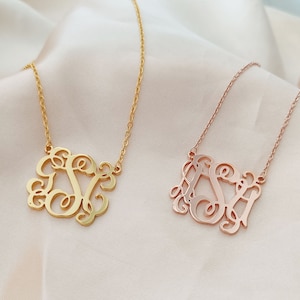 Custom Monogram Necklace, Personalized Initial Necklace, Gold Monogram Necklace, Monogram Jewelry, Gift for Her, Christmas Gift