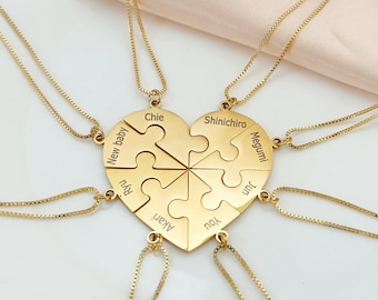 Collana con nome puzzle a cuore,Collana puzzle con ciondolo personalizzata,Collana con nome personalizzata, Collane familiari personalizzate,Regalo di laurea