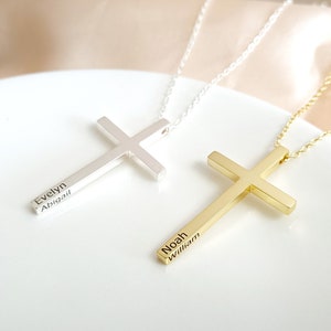 Personalized Cross Necklace,Custom Name Necklace,Fathers Day Gift,Personalized Religious Pendants,Christian Gifts,Memorial Jewelry image 1