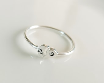 Custom Zodiac Sign Ring,925 Silver Custom Ring,Zodiac Ring,Sun And Moon Ring,Night And Day Ring,His And Hers Rings,Gift For Her