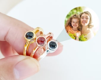 Anillo de proyección de fotos personalizado, Anillo de foto personalizado, Anillo de imagen conmemorativa, Imagen dentro de joyas, Regalo para ella, Regalo de aniversario