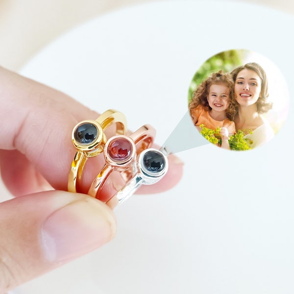 Personalized Photo Projection Ring, Custom Photo Ring, Memorial Picture Ring, Picture Inside Jewelry, Gift for Her, Anniversary Gift