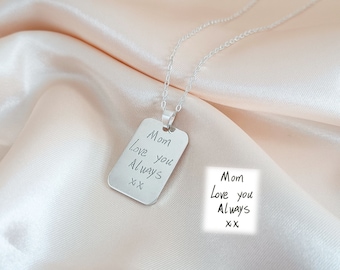 Handwriting Necklace, Engraved Actual Handwriting Necklace, Personalized Signature Necklace, Memorial Jewellery, Christmas Gift