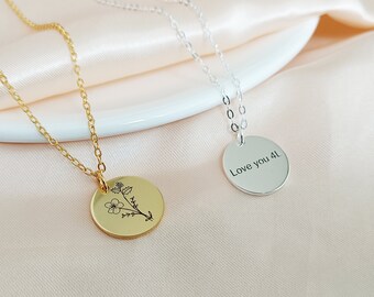 Combined Birth Flower Necklace - Personalized Birth Flower Necklace - Gift For Mom - Mothers Day Gift - Birthday Present