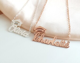 Custom Graduation Name Necklace,2022 Graduate Necklace,Personalized Bachelor Cap Necklace,Graduation Gift,Graduation Jewelry Gift for Her