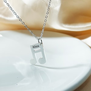 Custom Music Necklace, Engraved Musical Note Necklace, Music Pendant, Pianist Gift, Music Jewelry, Gifts for Her, Music Exam Congratulations