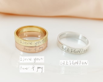 Personalized Handwriting Ring,Custom Name Ring,Personalized Mother's Day Gift,Engraved Ring,Signature Ring,Gift For Mom,Memorial Jewelry