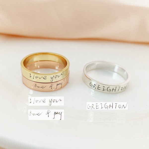 Personalized Handwriting Ring,Custom Name Ring,Personalized Mother's Day Gift,Engraved Ring,Signature Ring,Gift For Mom,Memorial Jewelry