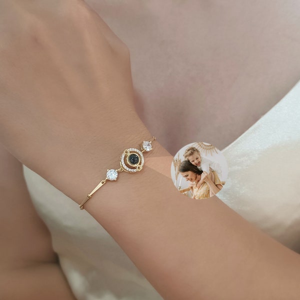 Spersonalizowana bransoletka ze zdjęciem, bransoletka z projekcją zdjęć, biżuteria ze zdjęciem pamiątkowym, niestandardowa bransoletka dla matki, prezent urodzinowy ślubny