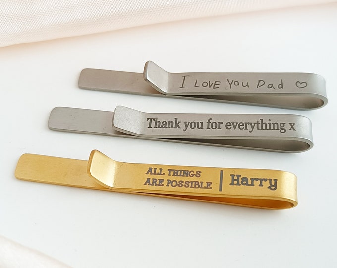 Personalised Tie Clip • Personalized Men Tie Bar • Engraved Tie Clip •  Groomsmen Tie Bar • Wedding Day Gift • Custom Dad Gift