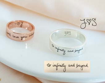 Personalized Handwriting Ring • Memorial Handwriting Ring • Signature Ring • Wedding Band • Personalized Jewelry • Gift for Her