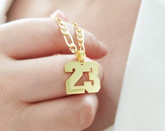 Lucky Number Necklace,Custom Number Necklace with Name, Gold Name Necklace,Player Number Necklace,Lucky Number Necklace,Team Number Necklace