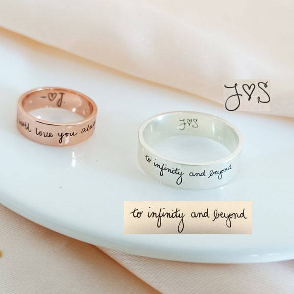 Personalized Handwriting Ring • Memorial Handwriting Ring • Signature Ring • Wedding Band • Personalized Jewelry • Gift for Her