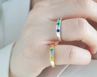 Personalized Birthstone Ring,Family Birthstone Ring,Stacking Ring,Personalized Jewelry,Mother's Day Gift