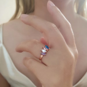 Family Birthstone Ring, Personalized Birthstone Ring, Dainty Ring, Birthstone Jewellery, 925 Sterling Silver, Gifts for Mom, Birthday Gift