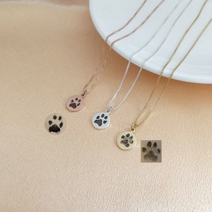 Engraved Actual Paw Print Necklace, Cat Dog Paw Print Pendant, Paw Print Necklace, Pet Loss Memorial Gift, Custom Pet Necklace,Gift for Her