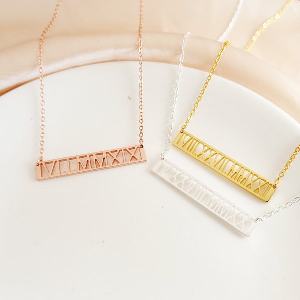 Custom Roman Numerals Necklace, Custom Date Necklace, Personalize Numeral Jewelry, Personalized Gifts, Anniversary Necklace