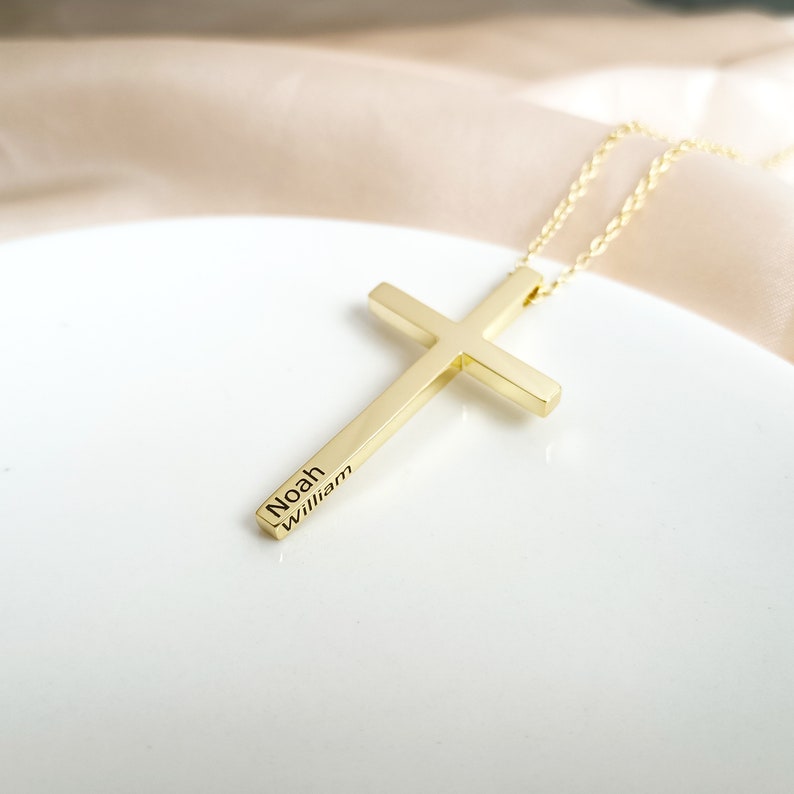 Personalized Cross Necklace,Custom Name Necklace,Fathers Day Gift,Personalized Religious Pendants,Christian Gifts,Memorial Jewelry image 4