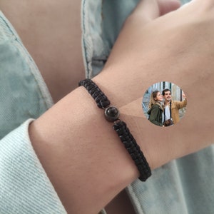 Photo Projection Bracelet,Personalized Photo Bracelet,Handmade Braided Rope Memorial Bracelet,Custom Photo,Father&#39;s Day Gift for Him