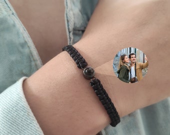 Photo Projection Bracelet,Personalized Photo Bracelet,Handmade Braided Rope Memorial Bracelet,Custom Photo,Father's Day Gift for Him