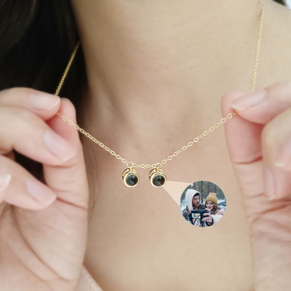 Custom Photo Projection Necklace, Memorial Photo Pendant, Bubble Photo Necklace, Gift for Her, Picture Jewelry, Christmas Gift