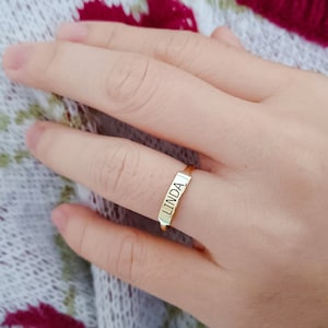 Personalized Dainty Bar Ring • Customize Name Ring • Stackable Name Ring • Initial Ring • Gift For Her