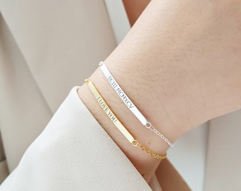 Custom Bar Bracelet,Personalised Name Bracelet,Skinny Bar Bracelet,Stacking Bracelet,Gold Bar Bracelet,Coordinates Bracelet,Gift For Her