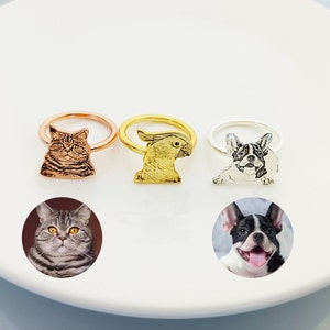 Personalized Pet Portrait Ring, Customized Pet Ring, Pet Photo Ring, Pet Ring, Pet Souvenir Gift