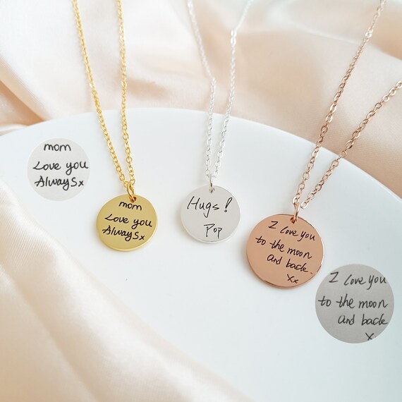 Necklace with handwritten on sale message
