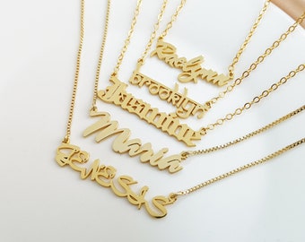 May include: Five gold necklaces with personalized names, including "Brooklyn", "Jasmine", "Maria", "Rebekah", and "Ryleigh".