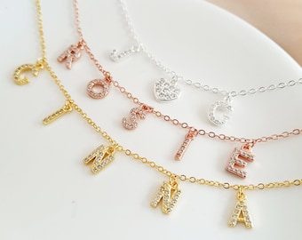 Custom Letter Necklace, Personalized Initial Name Jewellery, Personalized Name Necklace, Christmas Gift, Gold Necklace