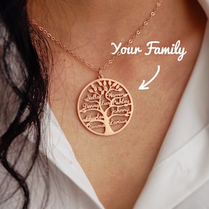 Family Tree Necklace • Custom Family Name Necklace • Personalized Name Necklace • Gift For Mom • Multiple Names Necklace