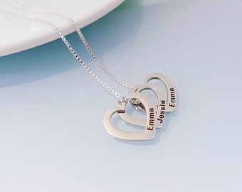 Custom Heart Charm Name Necklace,Personalized Heart Name Necklace, Name Necklace,Personalized Engraved Necklace,Mother Gift