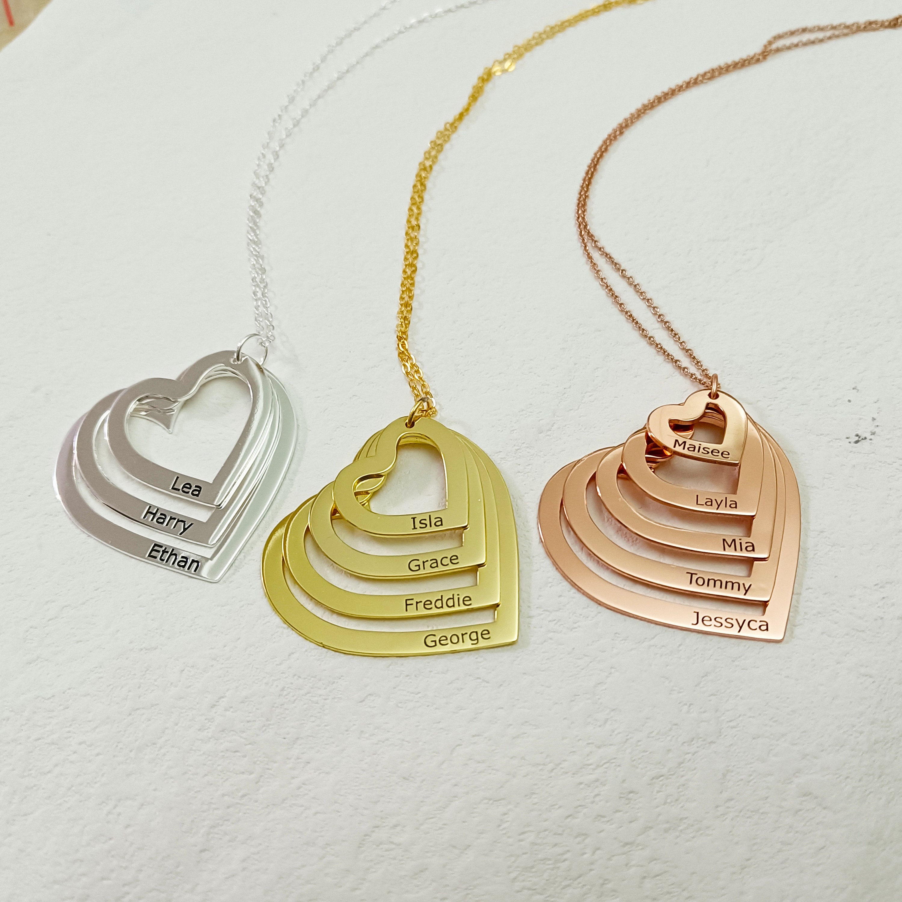 Necklacepersonalized Family Names Heart 