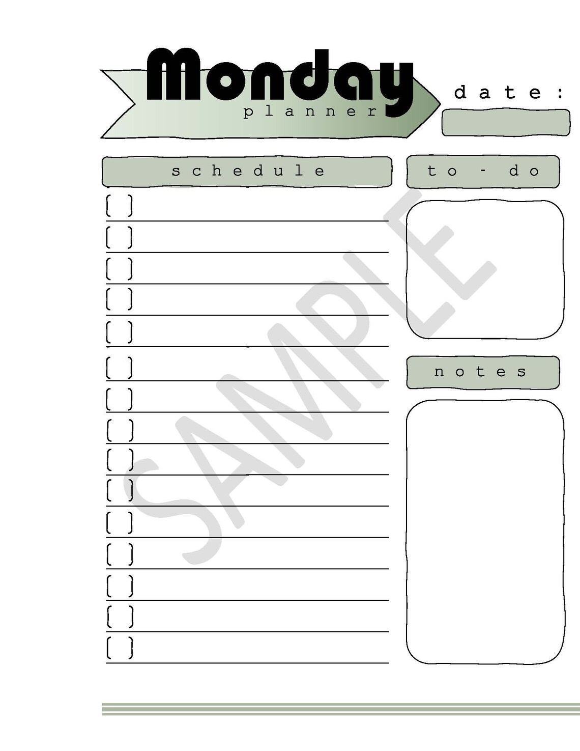 Printable 7 Day Planner Digital Download Retro Green - Etsy