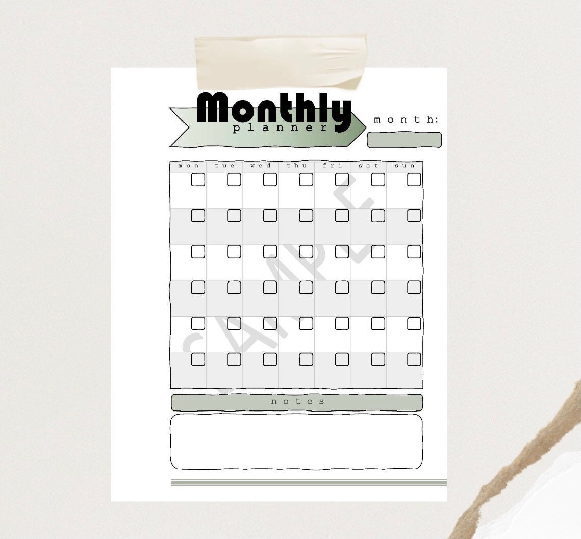 Printable Bundle: 14 Page Planner Digital Download Retro Green - Etsy