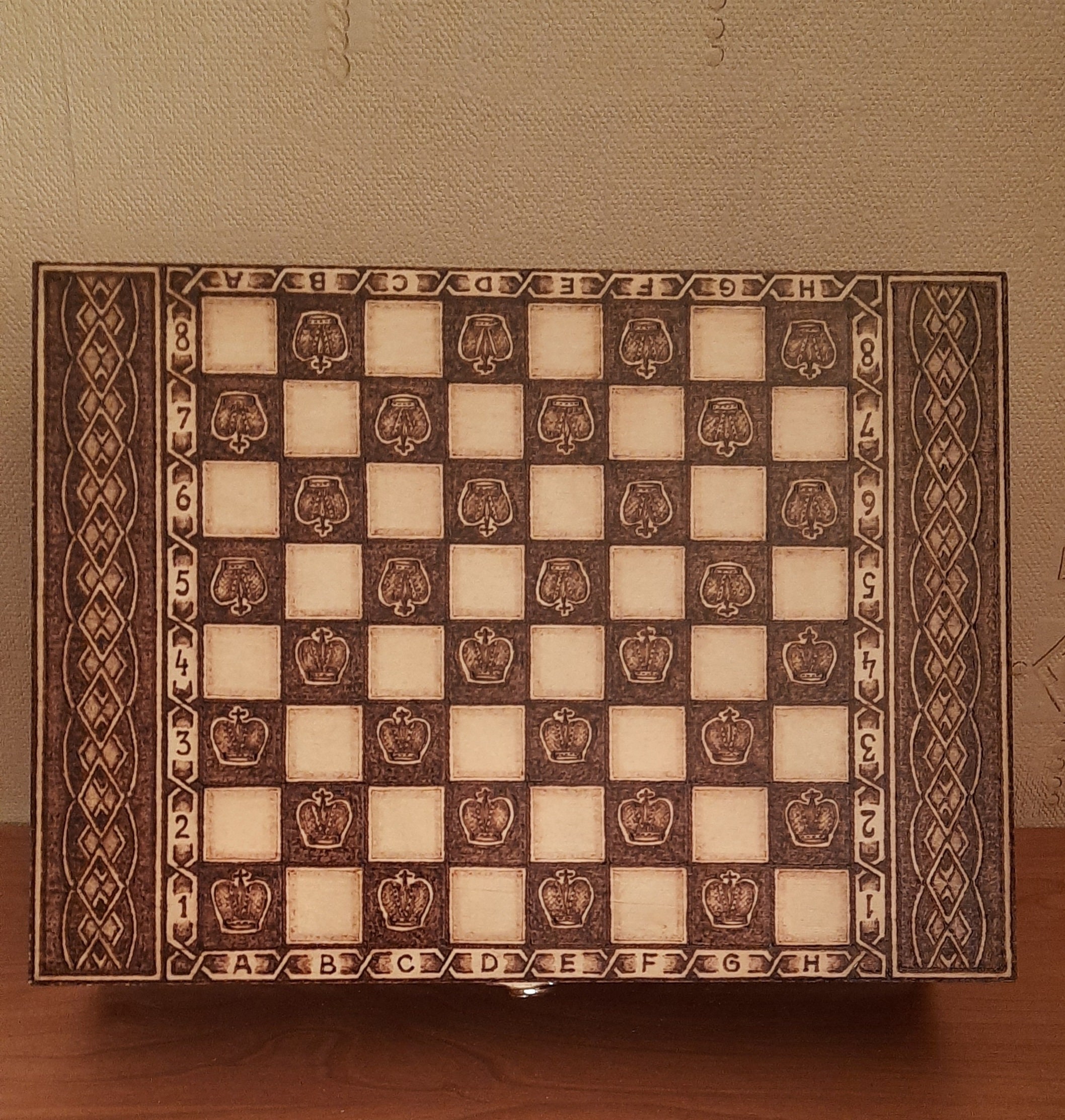 Wood Burned Hand Made Chess Pyrography Antique Chess Set Board | Etsy