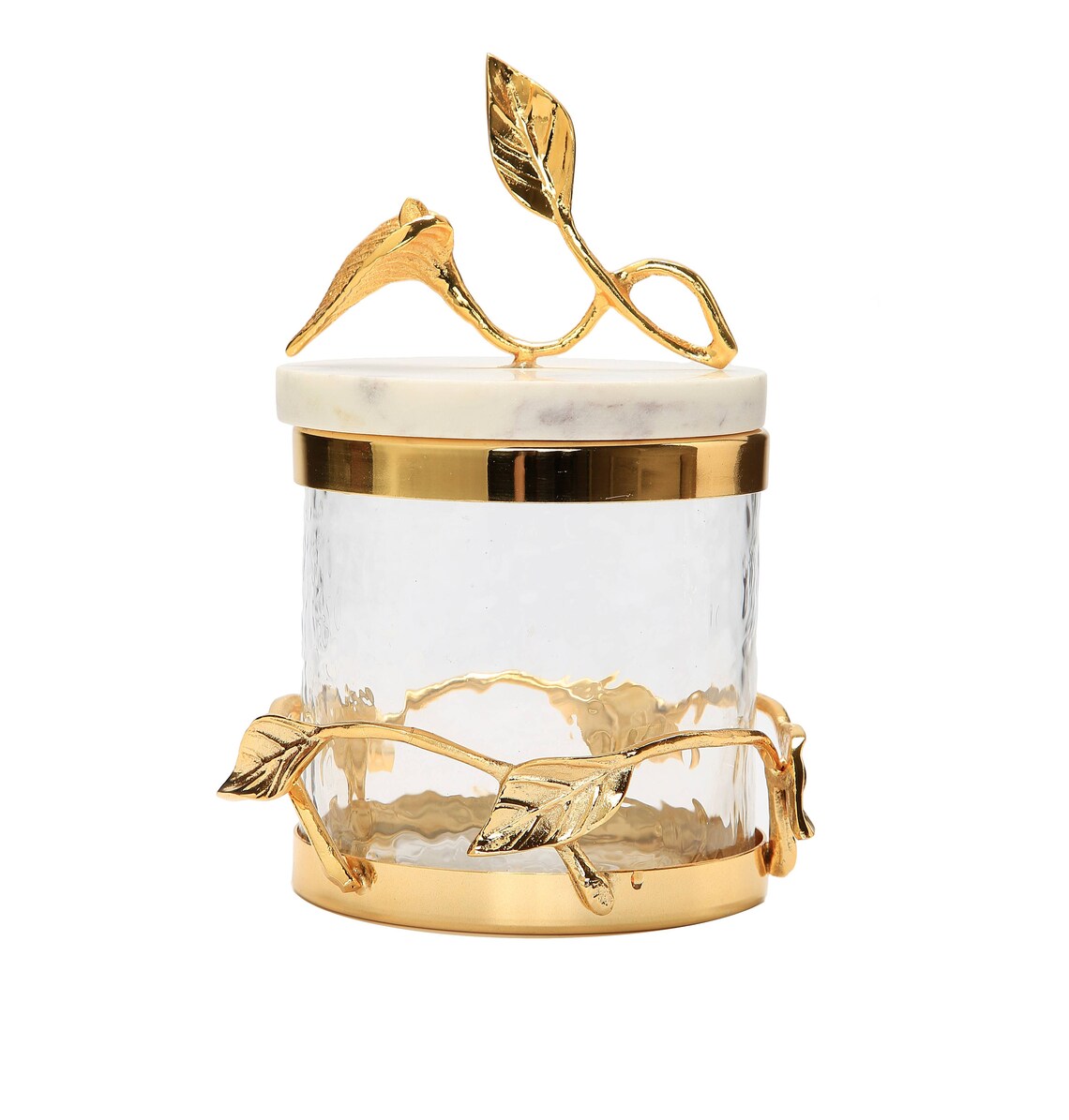 Glass Canister Gold Leaf Design and Marble Lid Etsy