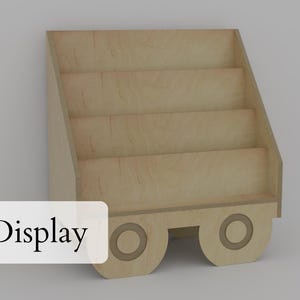 Libreria a forma di camioncino in legno per bambini, organizer per giocattoli Montessori, libreria per cameretta, scaffale per la stanza dei giochi dei più piccoli, mobili in legno per bambini. immagine 8