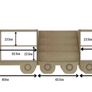 Libreria a forma di camioncino in legno per bambini, organizer per giocattoli Montessori, libreria per cameretta, scaffale per la stanza dei giochi dei più piccoli, mobili in legno per bambini. immagine 10