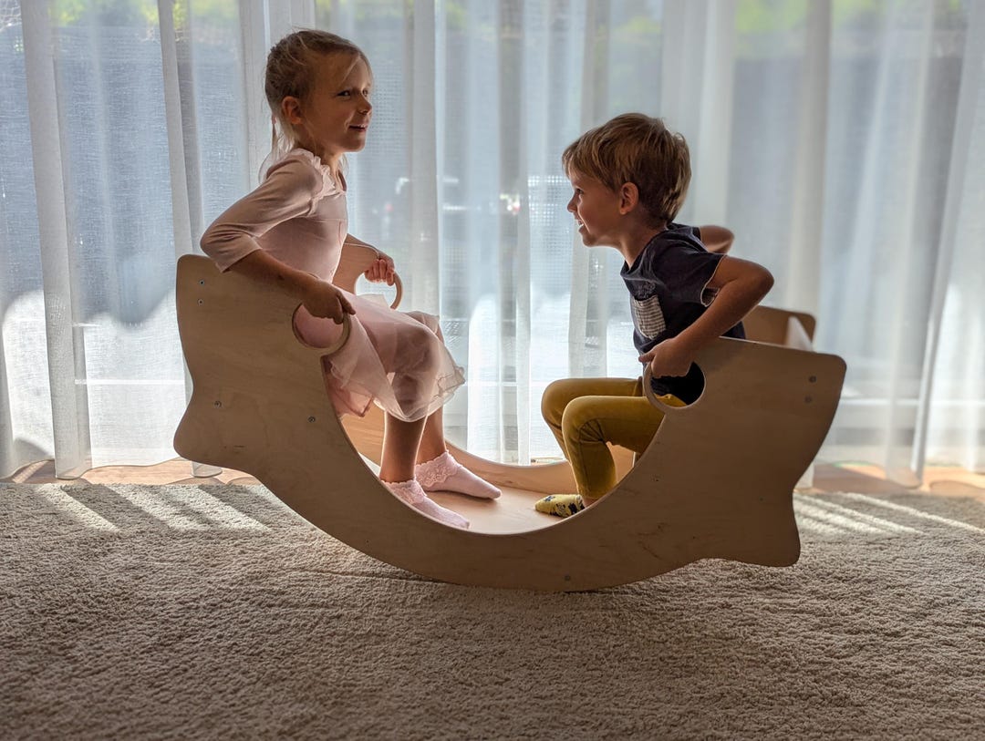 Double Rocker With Table Waldorf Double Rocker 3-in-1 – Wooden Preschool Furniture Set – Rocker ...