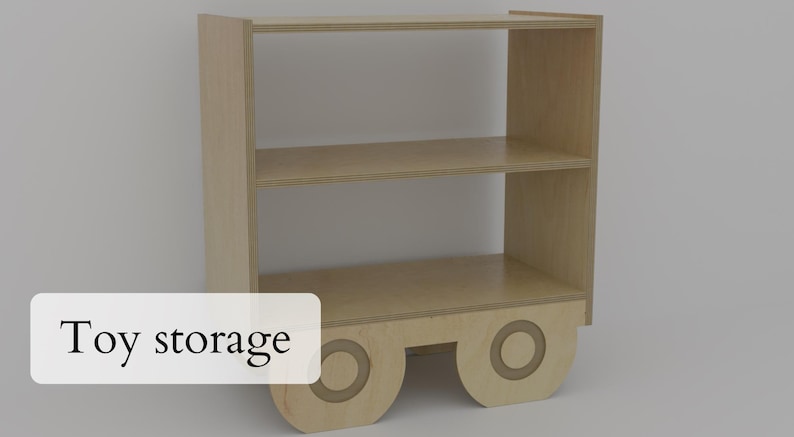 Libreria a forma di camioncino in legno per bambini, organizer per giocattoli Montessori, libreria per cameretta, scaffale per la stanza dei giochi dei più piccoli, mobili in legno per bambini. immagine 9