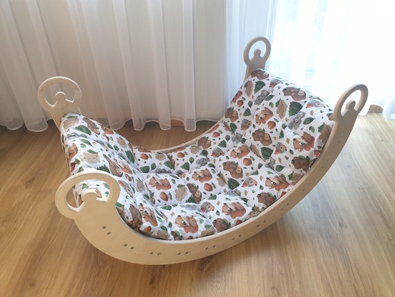 Handmade Natural Wooden Rocker With Pillow Gift for Baby Gift - Etsy