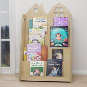Bibliothèque Montessori pour jouets, étagère pour enfants, cadeau pour enfants, fait à la main, de haute qualité, espace de rangement sûr pour enfants, étagère à livres en bois