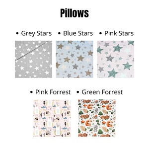 Pode incluir: Um conjunto de seis capas de almofada com padr&otilde;es diferentes. Os padr&otilde;es incluem estrelas cinzas, estrelas azuis, estrelas cor-de-rosa, animais da floresta cor-de-rosa e animais da floresta verde. As capas de almofada s&atilde;o todas feitas de um tecido macio e confort&aacute;vel.