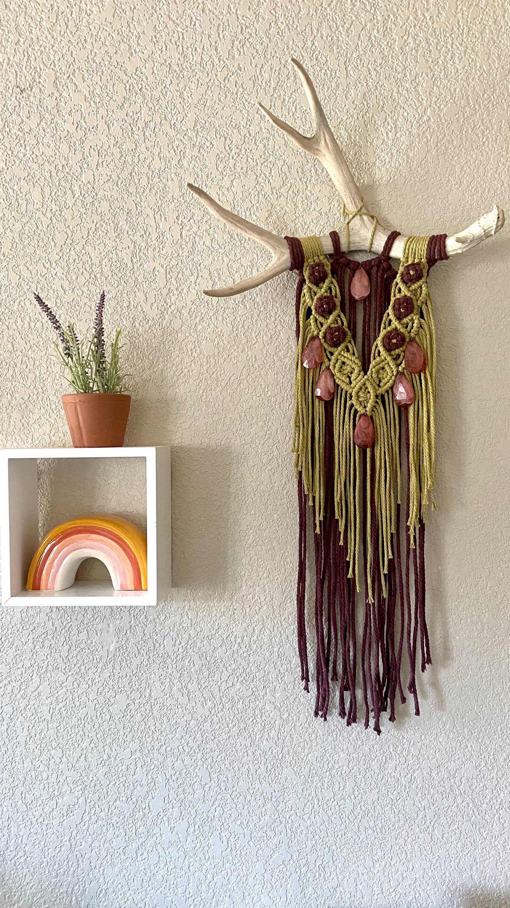 Antler Macrame Wall Hanging / rustic Decor / shabby chic / Etsy